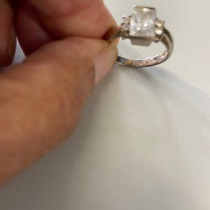 - Cubic zirconia ring size P on silver bedding